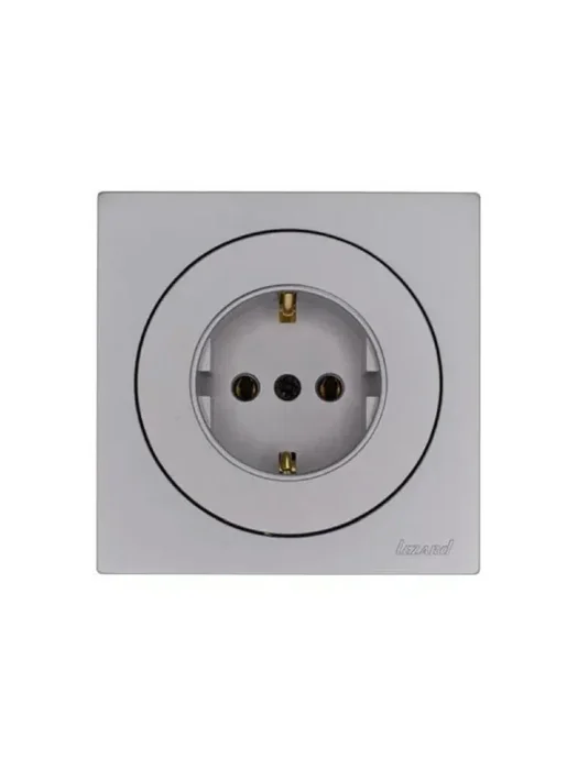 Розетка 1-м OSEN IP20 16А с заземл. ПБТ механизм сер. матов. LEZARD 743-7488-122B