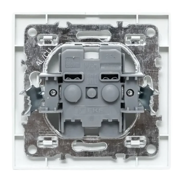 Розетка 1-м СП Минск 10А IP20 без заземл. защ. шторки бел. Basic EKF ERR10-022-100
