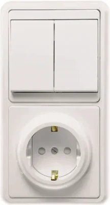 Блок БКВР-035 Бэлла (2-кл. выкл. + евророзетка с защ. шторками) бел. Кунцево 5835