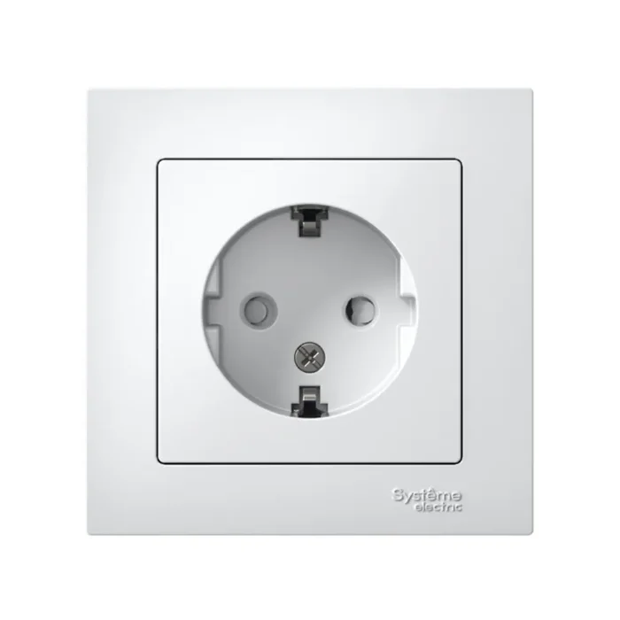 Розетка 1-м СП AtlasDesign 16А IP20 с заземл. защ. шторки в сборе бел. SE ATN000144