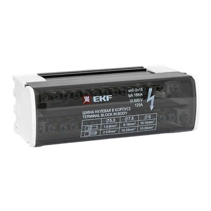 Шина нулевая в корпусе 2х15 EKF sn0-2x15