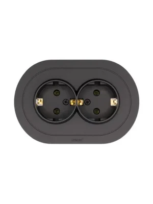 Розетка 2-м СП OSEN с заземл. ПБТ круглая механизм черн. бархат LEZARD 744-4200-127B