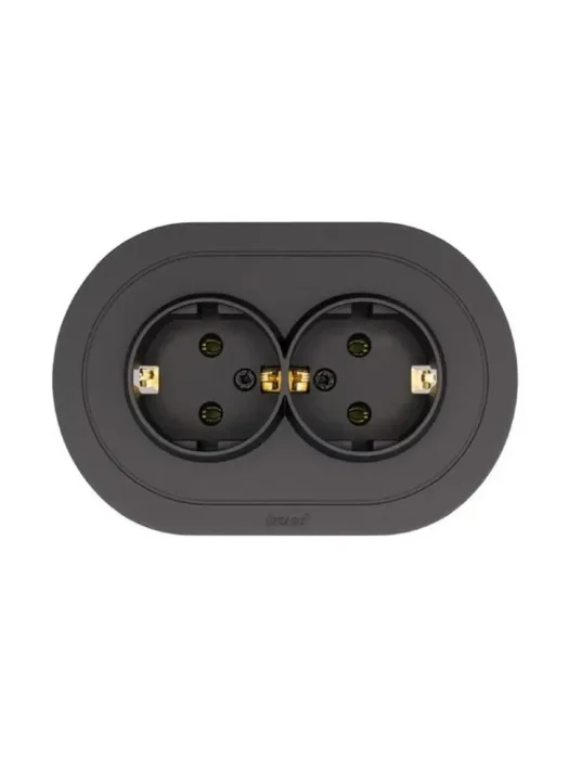 Розетка 2-м СП OSEN с заземл. ПБТ круглая механизм черн. бархат LEZARD 744-4200-127B