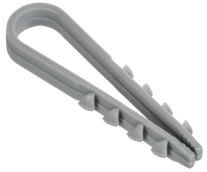 Дюбель-хомут 5х10мм для круглого кабеля нейлон сер. (уп.100шт) GENERICA UDH13-05-10-100-K03-G