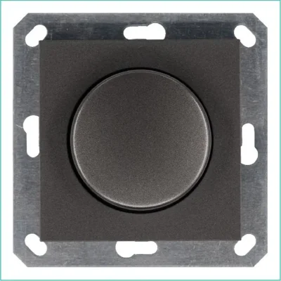 Светорегулятор поворотно-нажимной (диммер) LED 30-400Вт 1gang 2way механизм мокко Jasmart G4012Z