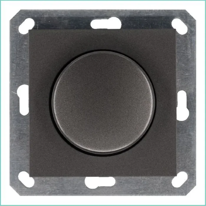 Светорегулятор поворотно-нажимной (диммер) LED 30-400Вт 1gang 2way механизм мокко Jasmart G4012Z