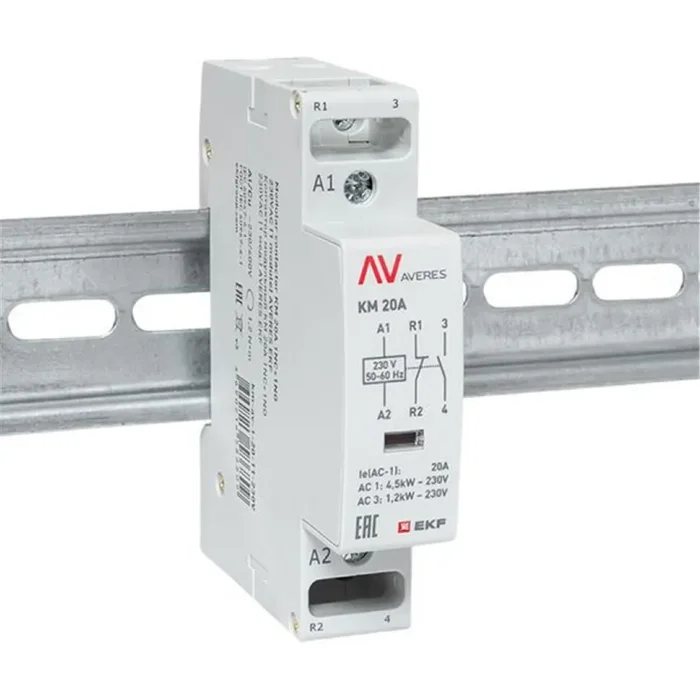 Контактор модульный КМ 20А 1NC+1NO 230В AC (1 мод.) AVERES EKF km-av-1-20-11-230V