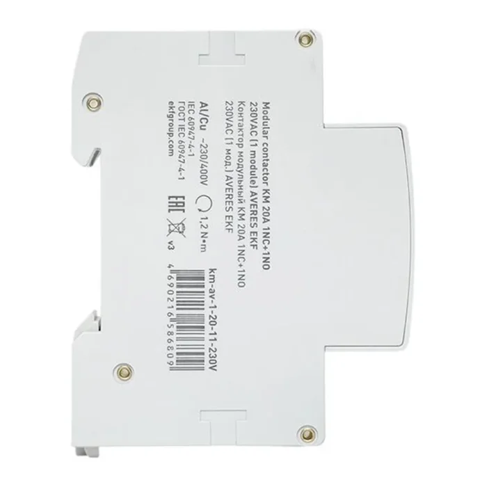 Контактор модульный КМ 20А 1NC+1NO 230В AC (1 мод.) AVERES EKF km-av-1-20-11-230V