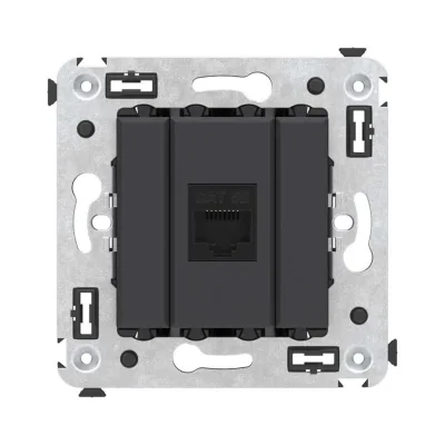 Розетка компьютерная 1-м СП Avanti &quot;Черный матовый&quot; RJ45 кат.5E без шторок механизм DKC 4412663