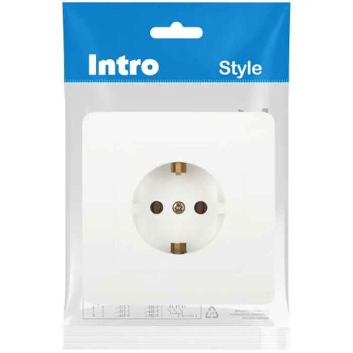 Розетка 1-м СП Style 7-202-01 16А 250В IP20 2P+E Schuko с заземл. бел. Intro Б0060619