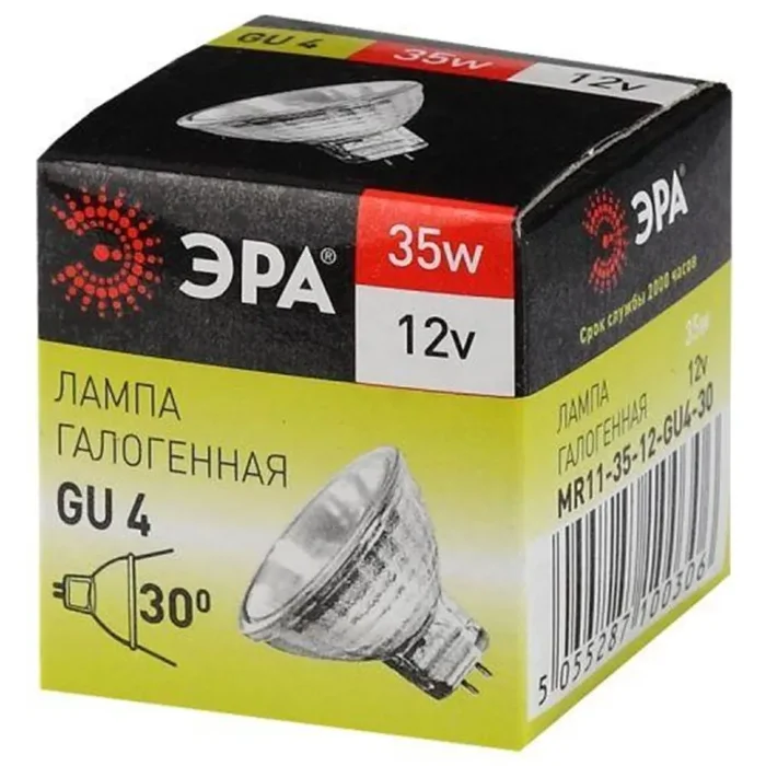 Лампа галогенная GU4-MR11-35W-12V-30Cl ЭРА C0027362