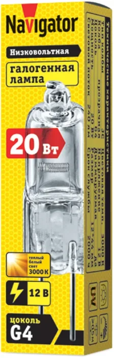 Лампа галогенная 94 210 JC 20Вт clear G4 12В 2000h Navigator 94210