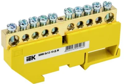 Шина PE &quot;земля&quot; на DIN-изол. ШНИ-8х12-10-Д-Ж IEK YNN10-812-10D-K05