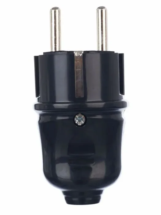 Вилка прямая ВПп10-02-Ст разборная с заземл. контактом 16А черн. IEK EVP10-16-01-K02