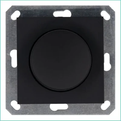 Светорегулятор поворотно-нажимной (диммер) LED 30-400Вт 1gang 2way механизм черн. матов. soft touch Jasmart G4012PB