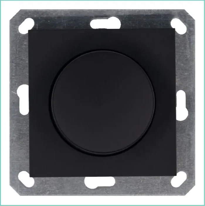 Светорегулятор поворотно-нажимной (диммер) LED 30-400Вт 1gang 2way механизм черн. матов. soft touch Jasmart G4012PB