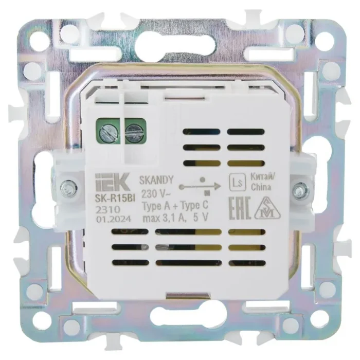 Розетка USB A+A 3.1А SKANDY SK-R15Bl черн. IEK SK-U21-D31-K02