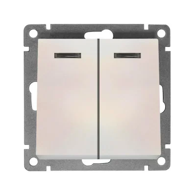 Выключатель 2-кл. СП Афина 10А IP20 с подсветкой механизм жемчуж. Universal A0123-OBr