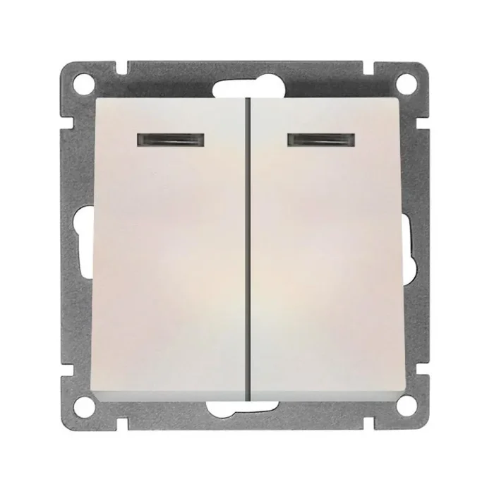Выключатель 2-кл. СП Афина 10А IP20 с подсветкой механизм жемчуж. Universal A0123-OBr