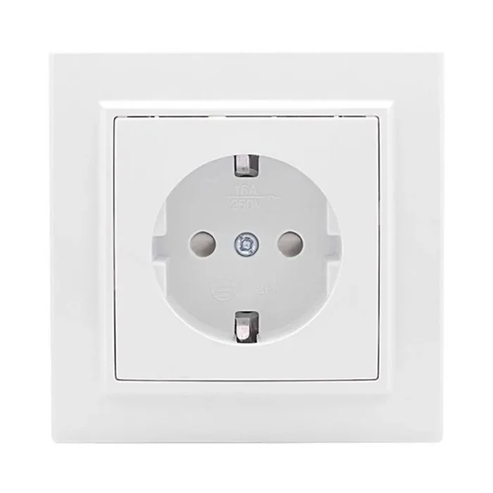 Розетка 1-м СП Минск 16А IP20 с заземл. защ. шторки бел. Basic EKF ERR16-028-100