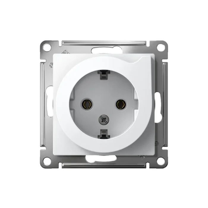 Розетка 1-м СП AtlasDesign 16А IP20 с заземл. защ. шторки с выталк. вилки механизм бел. SE ATN000147