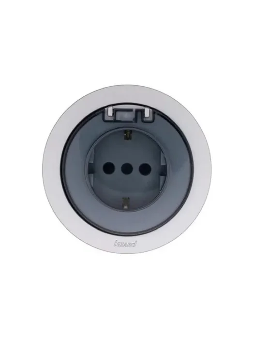 Розетка 1-м СП OSEN с заземл. с крышкой ПБТ механизм сер. матов. LEZARD 743-7488-123B