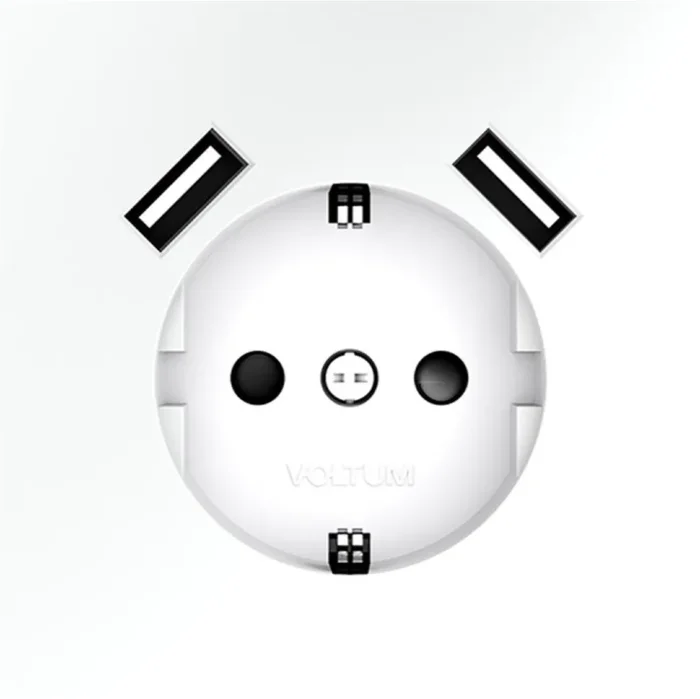 Розетка 1-м СП S70 16А с USB A+A с заземл. защ. шторки механизм бел. матов. Voltum VLS040402