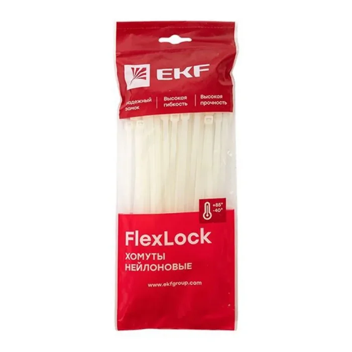 Хомут P6.6 4.8х250 FlexLock стандартный бел. (уп.100шт) PROxima EKF plc-fl-ctsw-4.8x250