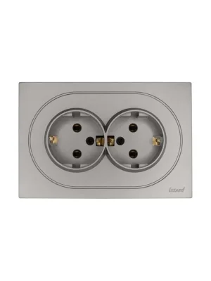 Розетка 2-м СП OSEN с заземл. ПБТ механизм сер. матов. LEZARD 743-7400-127B