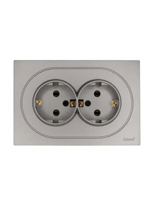 Розетка 2-м СП OSEN с заземл. ПБТ механизм сер. матов. LEZARD 743-7400-127B
