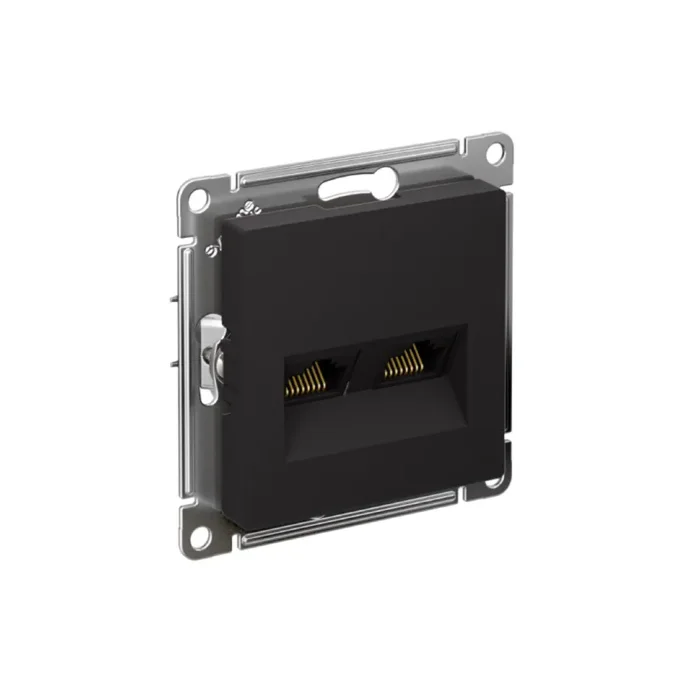 Розетка компьютерная 2-м AtlasDesign RJ45 кат.6A механизм карбон SE ATN001088