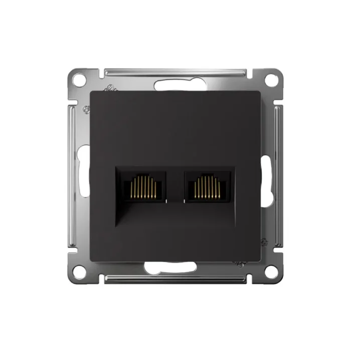 Розетка компьютерная 2-м AtlasDesign RJ45 кат.6A механизм карбон SE ATN001088