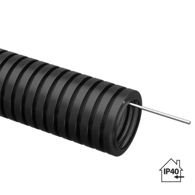 Труба гофрированная ПНД d25мм с протяжкой черн. (уп.10м) TOKOV ELECTRIC TKE-PND25-BL-10