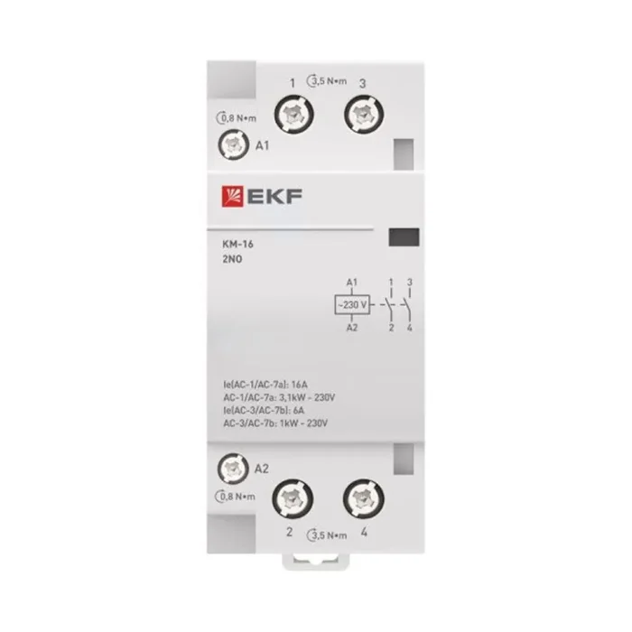 Контактор модульный КМ 16А 2NО (2 мод.) EKF km-2-16-20