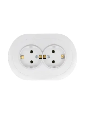 Розетка 2-м СП OSEN с заземл. ПБТ круглая механизм бел. LEZARD 744-0200-127B