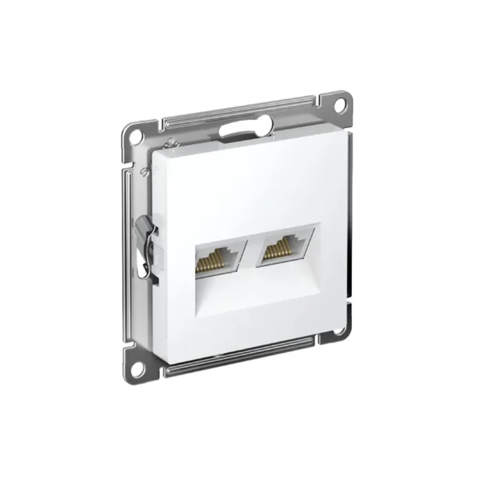 Розетка компьютерная 2-м AtlasDesign RJ45 кат.6A механизм бел. SE ATN000188