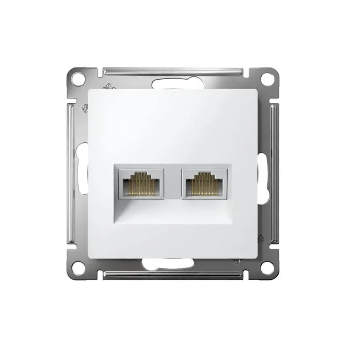 Розетка компьютерная 2-м AtlasDesign RJ45 кат.6A механизм бел. SE ATN000188