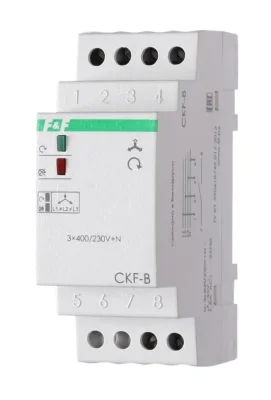 Реле контроля наличия; асимметрии и чередования фаз CKF-B (монтаж на DIN-рейке 35мм; задержка отключения 3-5с; 3х400/230В+N 2А 1Z) F&amp;F EA04.002.002