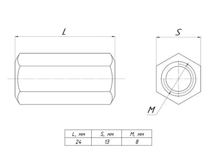 Гайка соединительная М8 EKF gsm8