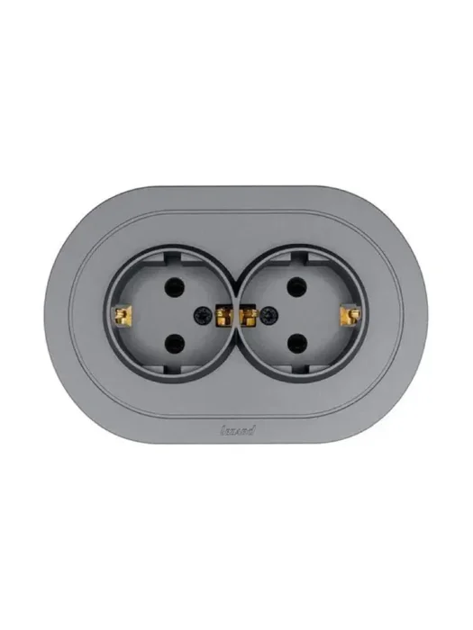 Розетка 2-м СП OSEN с заземл. ПБТ круглая механизм сер. матов. LEZARD 744-7400-127B