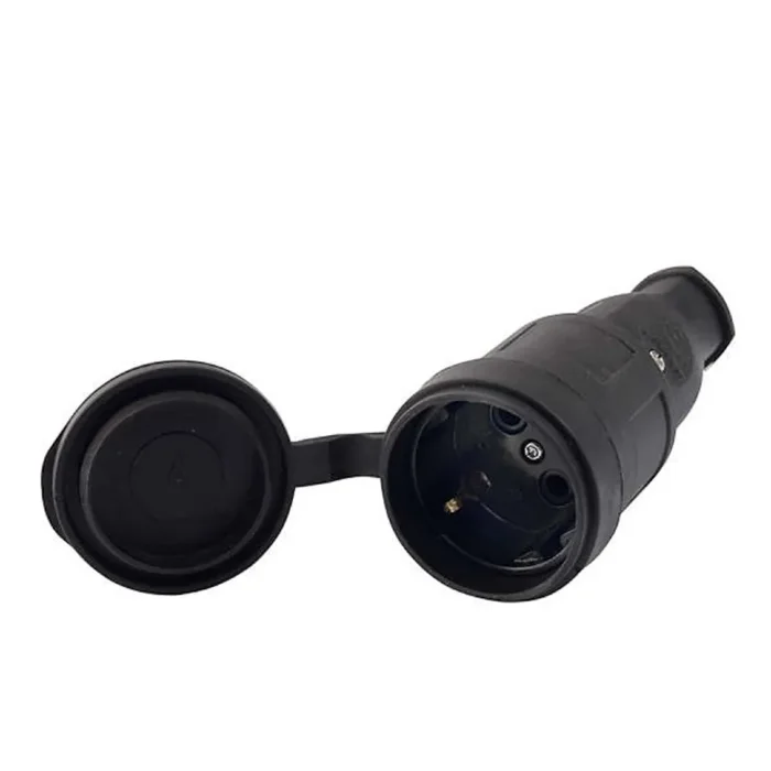 Разъем штепсельный 1х16А 2P+PE 220-240В IP44 с заглушкой каучук LEZARD 106-0400-0102/102