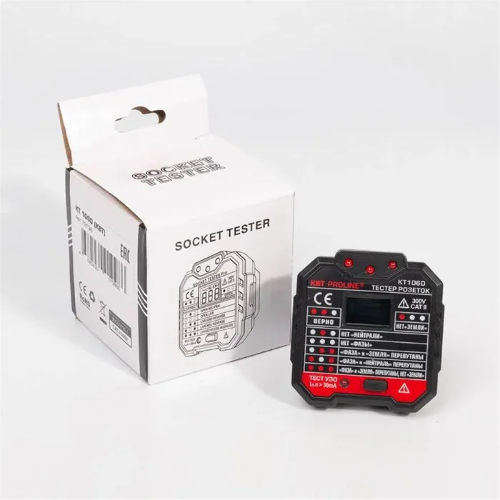 Тестер розеток и УЗО "PROLINE" KT 106D КВТ 79136