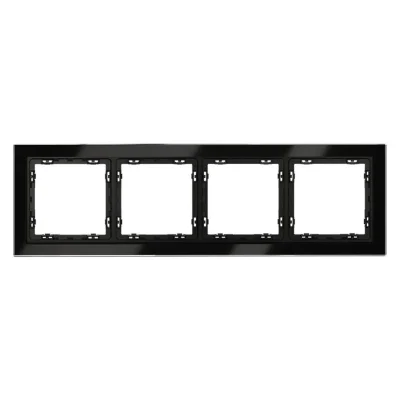 Рамка 4-м S70 стеклян. черн. Voltum VLS110408