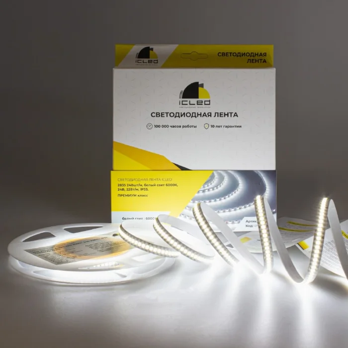 Светодиодная лента Class Premium, 2835, 240 led/m, white, 24V, IP33, RN17
