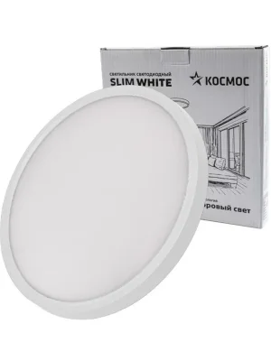 Светильник светодиодный SLIM WHITE 38Вт 6500К IP40 2700лм 230В 400х25мм КОСМОС KSlim38w_W6500K