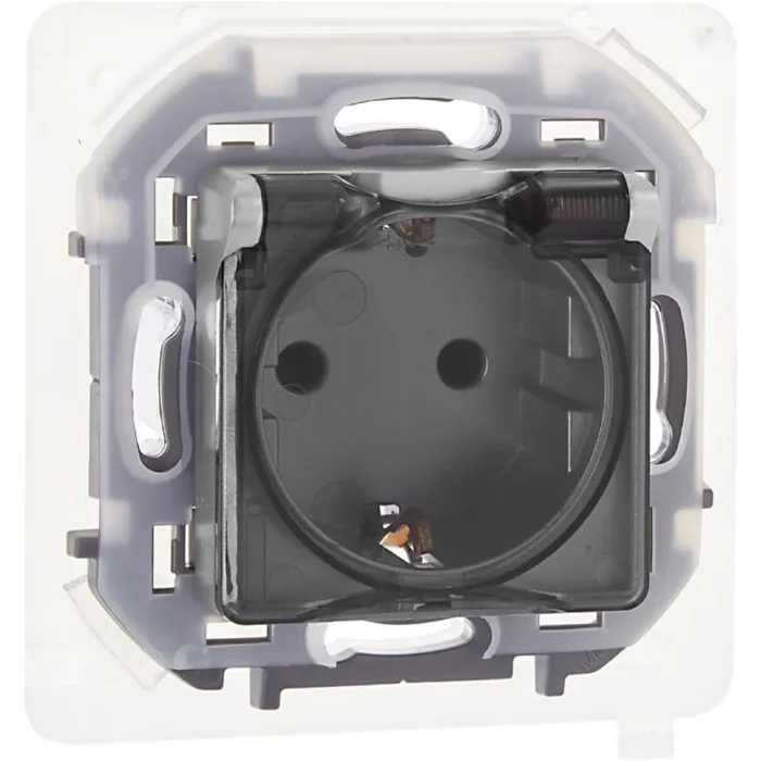 Розетка 1-м СП Inspiria 16А IP44 250В 2P+E защ. шторки с крышкой немецк. стандарт механизм алюм. IEK 673742