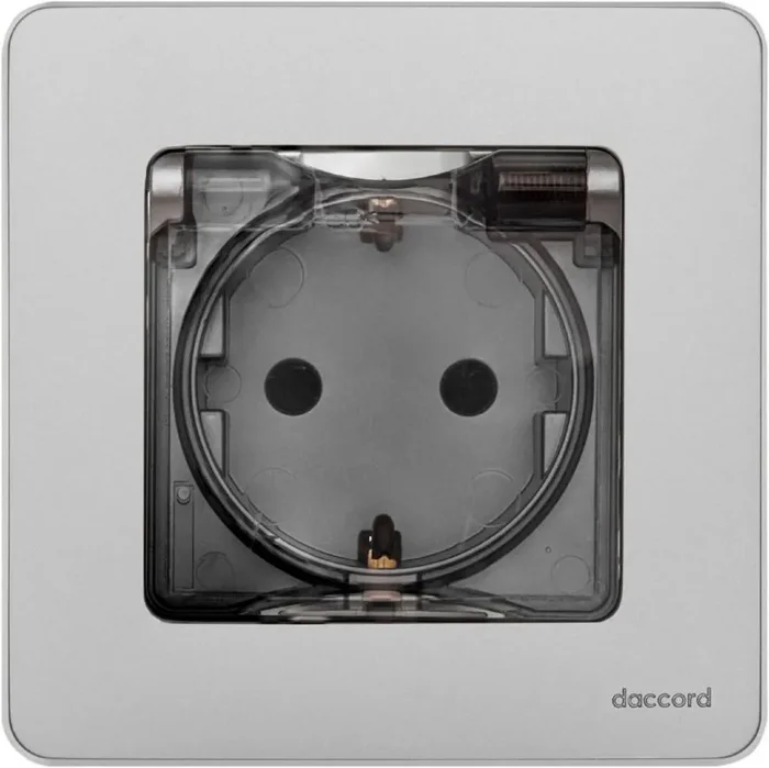 Розетка 1-м СП Inspiria 16А IP44 250В 2P+E защ. шторки с крышкой немецк. стандарт механизм алюм. IEK 673742