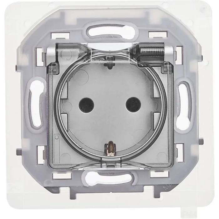 Розетка 1-м СП Inspiria 16А IP44 250В 2P+E защ. шторки с крышкой немецк. стандарт механизм алюм. IEK 673742