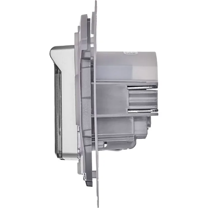 Розетка 1-м СП Inspiria 16А IP44 250В 2P+E защ. шторки с крышкой немецк. стандарт механизм алюм. IEK 673742