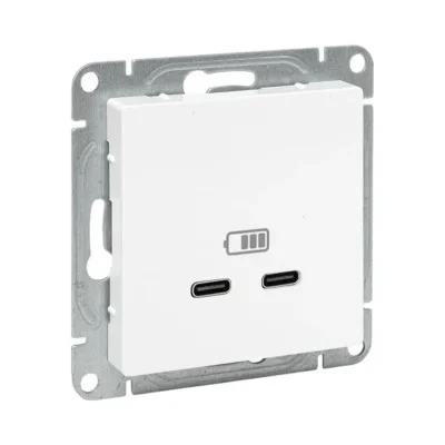 Розетка 2-м СП Эпика USB-C механизм бел. EKF UP1-SOW-2USBC